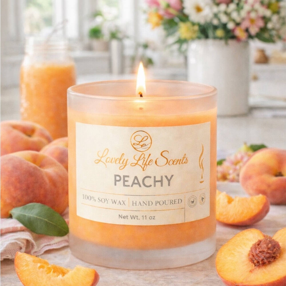 Peachy 11 oz Premium Soy Wax Candle a Sweet Nectar Scent from Lovely Life Scents